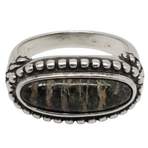 Carolyn Pollack Sterling Silver Green Jasper Ring Size 6.75 #20831